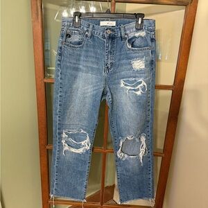 KanCan Distressed High-rise Wide-leg Blue Jeans NWOT 100% Cotton - Size 28